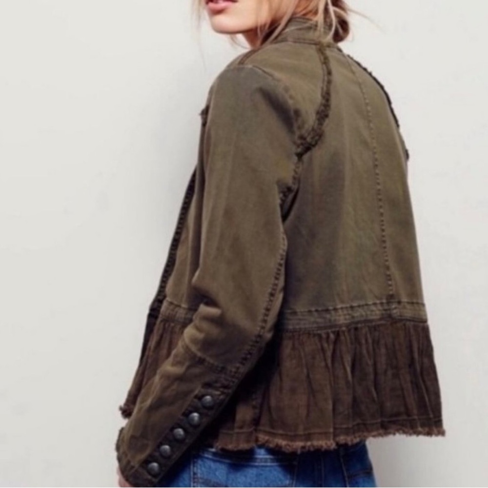 Free People Flared Hem Peplum Military Button Jacket Whimsigoth